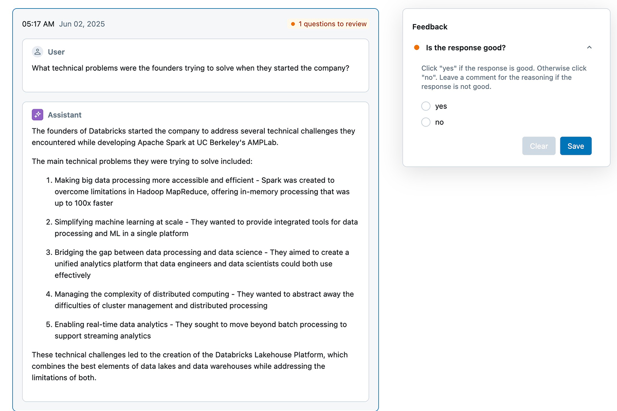 MLflow human feedback screenshot